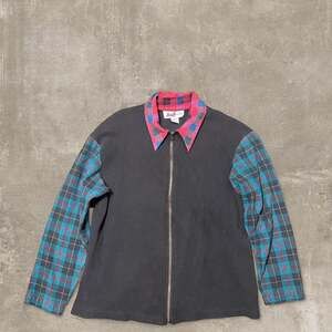 Abandon Vintage 90s Plaid Thermal Zip Up Jacket
